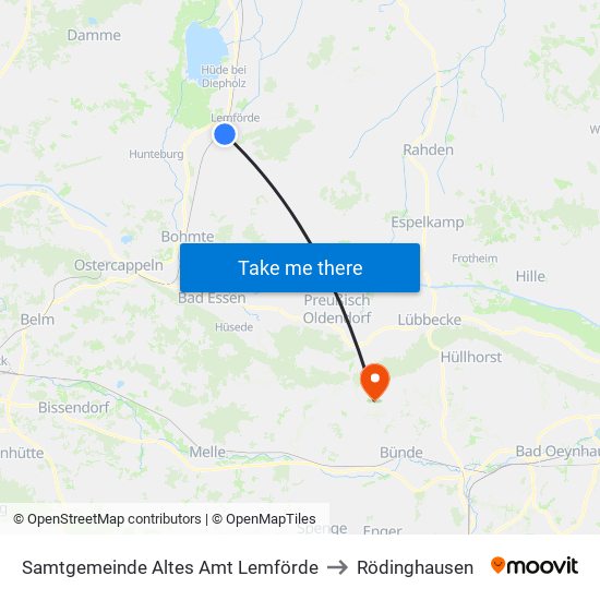 Samtgemeinde Altes Amt Lemförde to Rödinghausen map