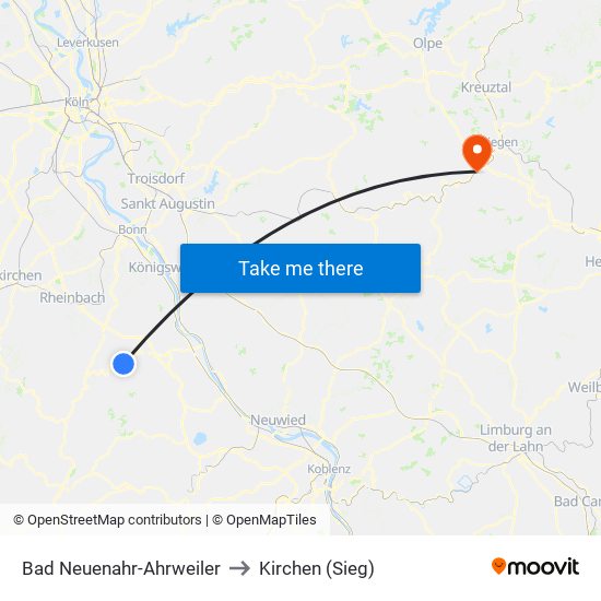 Bad Neuenahr-Ahrweiler to Kirchen (Sieg) map