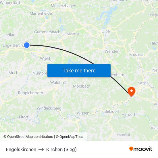 Engelskirchen to Kirchen (Sieg) map