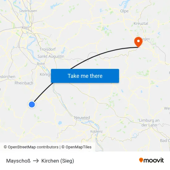Mayschoß to Kirchen (Sieg) map