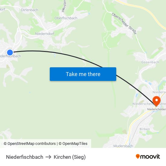 Niederfischbach to Kirchen (Sieg) map