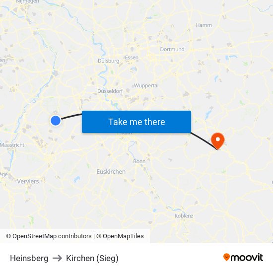 Heinsberg to Kirchen (Sieg) map