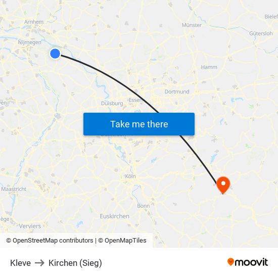 Kleve to Kirchen (Sieg) map