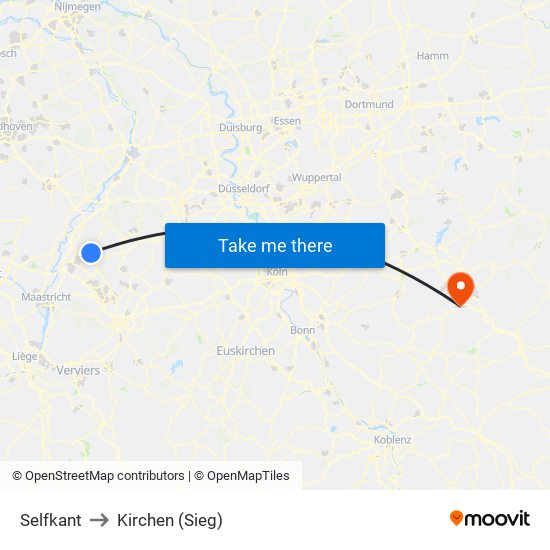 Selfkant to Kirchen (Sieg) map