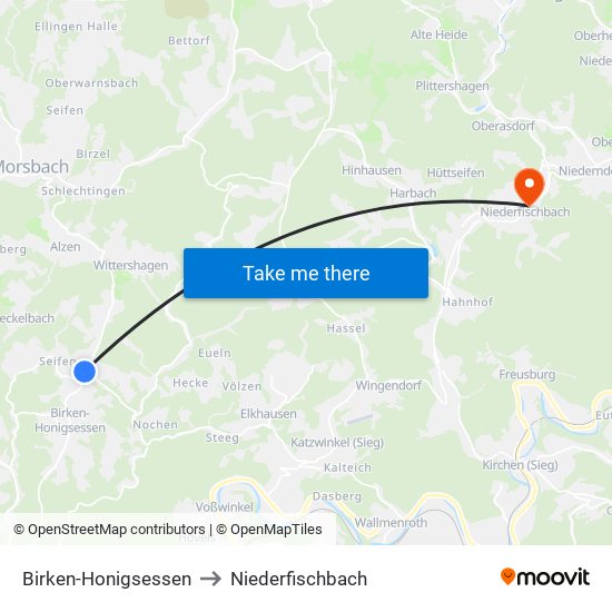 Birken-Honigsessen to Niederfischbach map