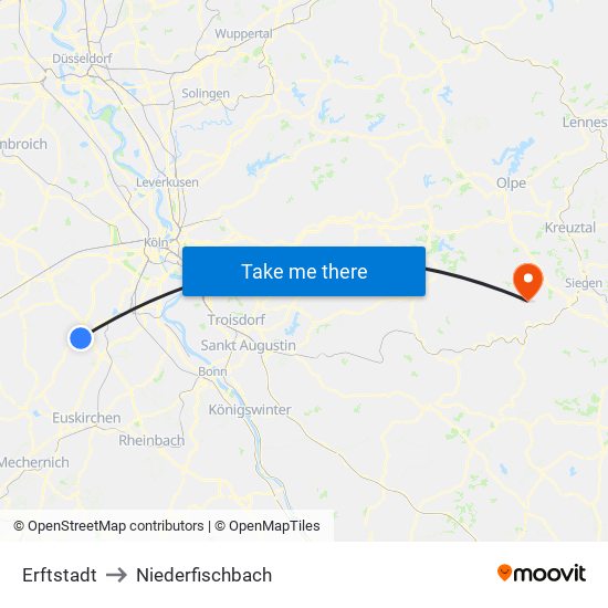 Erftstadt to Niederfischbach map