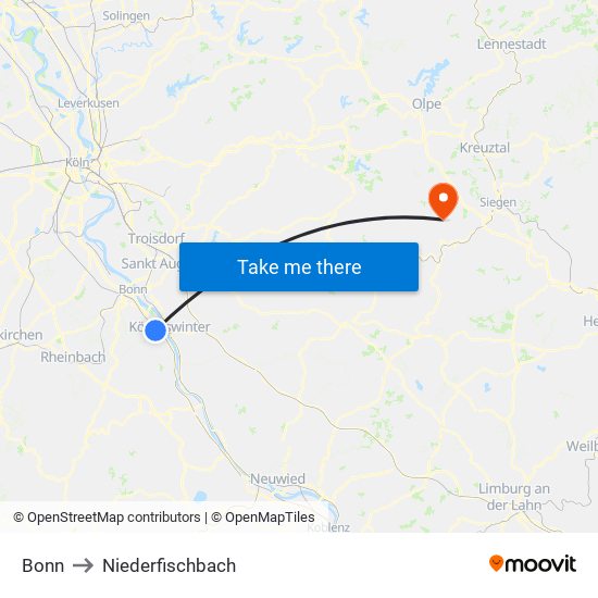 Bonn to Niederfischbach map