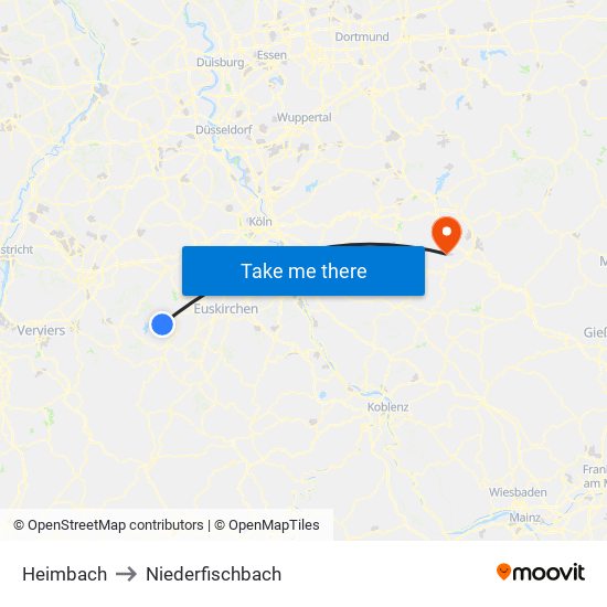 Heimbach to Niederfischbach map