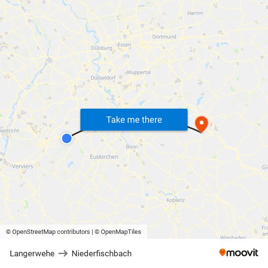 Langerwehe to Niederfischbach map