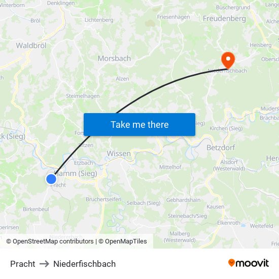 Pracht to Niederfischbach map