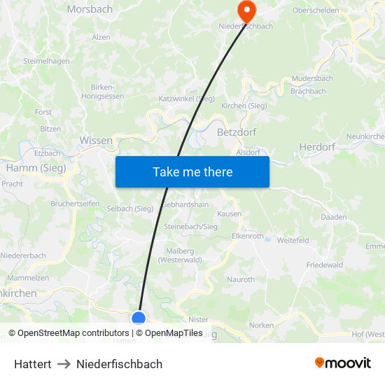 Hattert to Niederfischbach map