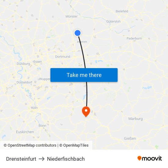 Drensteinfurt to Niederfischbach map