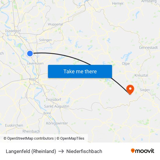 Langenfeld (Rheinland) to Niederfischbach map