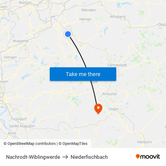 Nachrodt-Wiblingwerde to Niederfischbach map