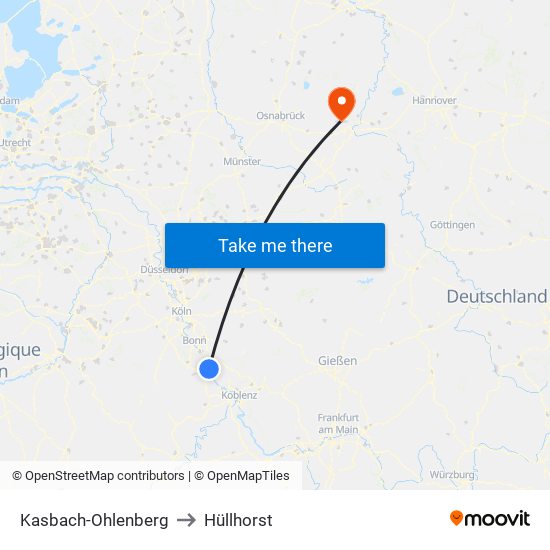 Kasbach-Ohlenberg to Hüllhorst map