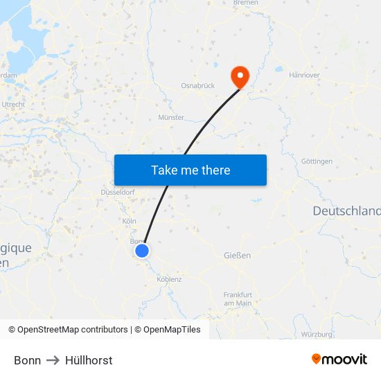 Bonn to Hüllhorst map