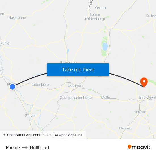 Rheine to Hüllhorst map