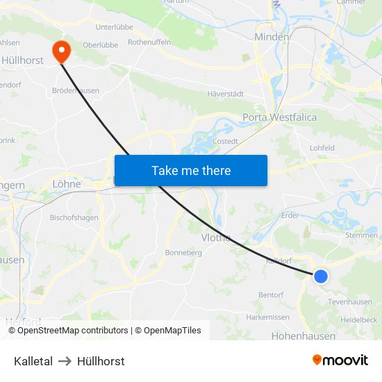 Kalletal to Hüllhorst map