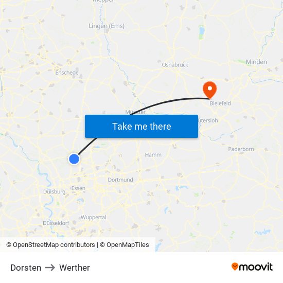 Dorsten to Werther map