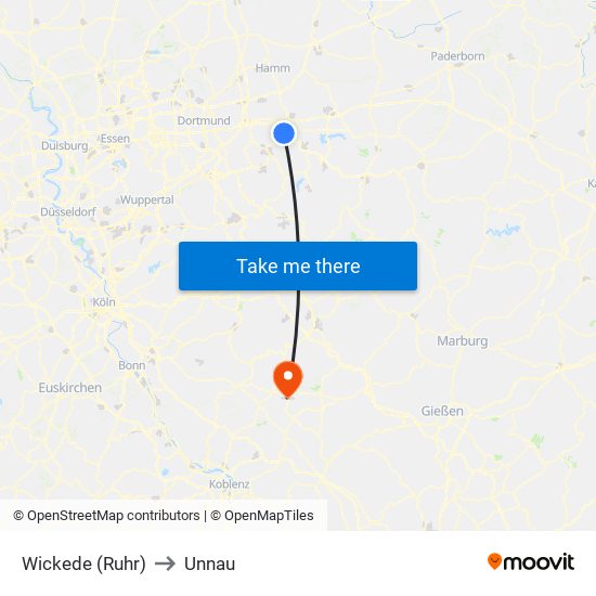 Wickede (Ruhr) to Unnau map