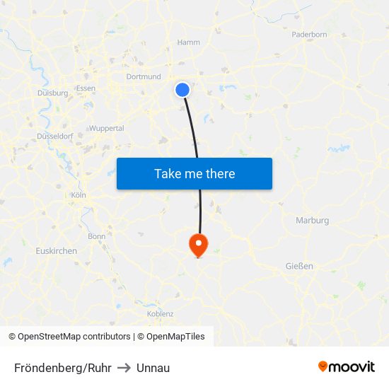 Fröndenberg/Ruhr to Unnau map