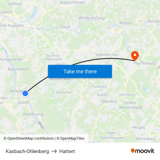 Kasbach-Ohlenberg to Hattert map