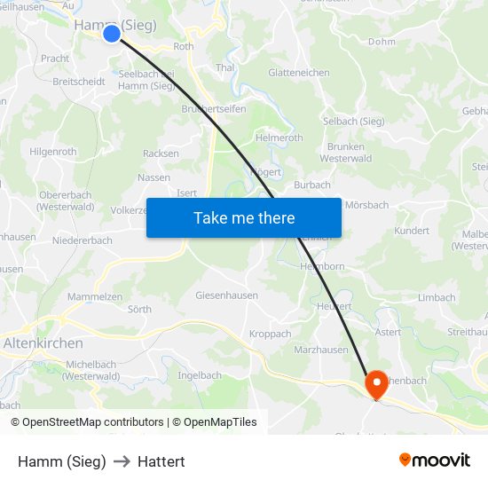 Hamm (Sieg) to Hattert map