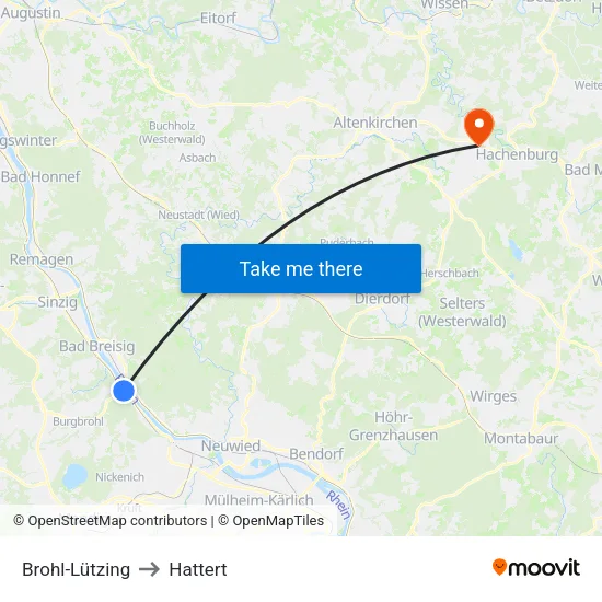 Brohl-Lützing to Hattert map
