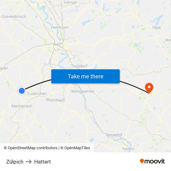 Zülpich to Hattert map