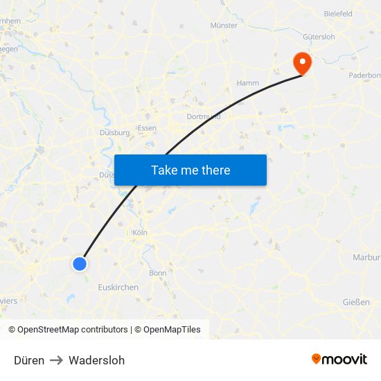 Düren to Wadersloh map