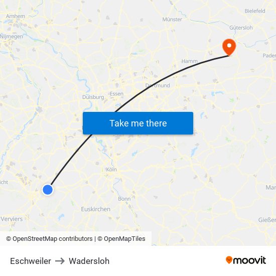 Eschweiler to Wadersloh map