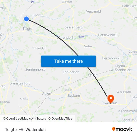 Telgte to Wadersloh map