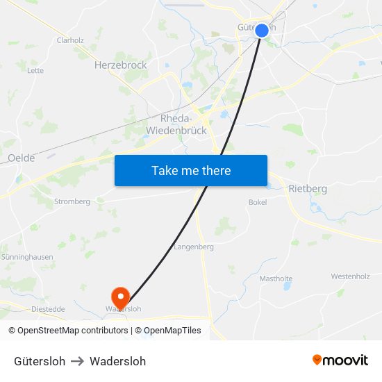 Gütersloh to Wadersloh map