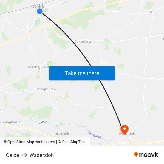 Oelde to Wadersloh map