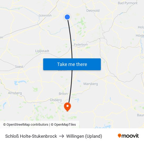 Schloß Holte-Stukenbrock to Willingen (Upland) map