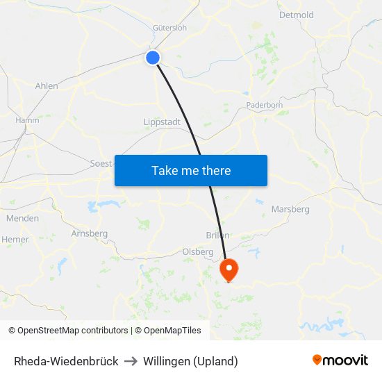 Rheda-Wiedenbrück to Willingen (Upland) map