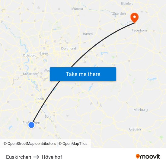 Euskirchen to Hövelhof map