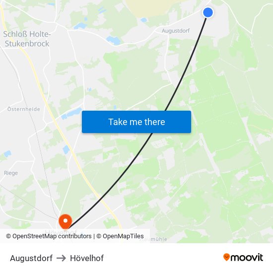 Augustdorf to Hövelhof map