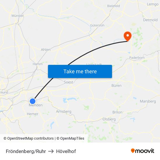 Fröndenberg/Ruhr to Hövelhof map