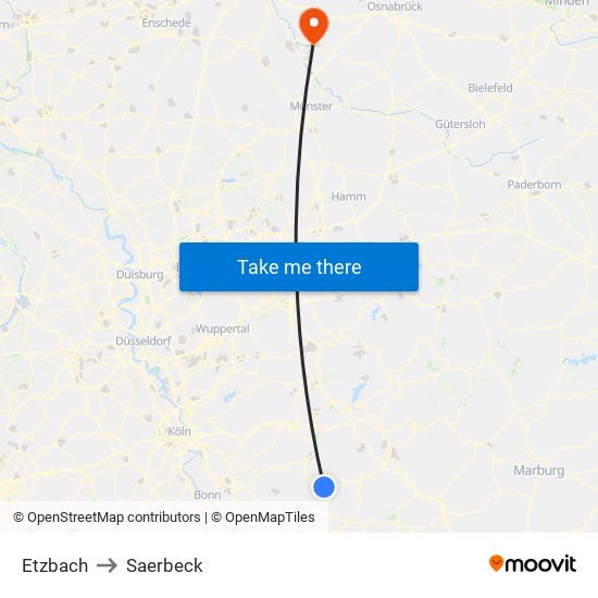 Etzbach to Saerbeck map