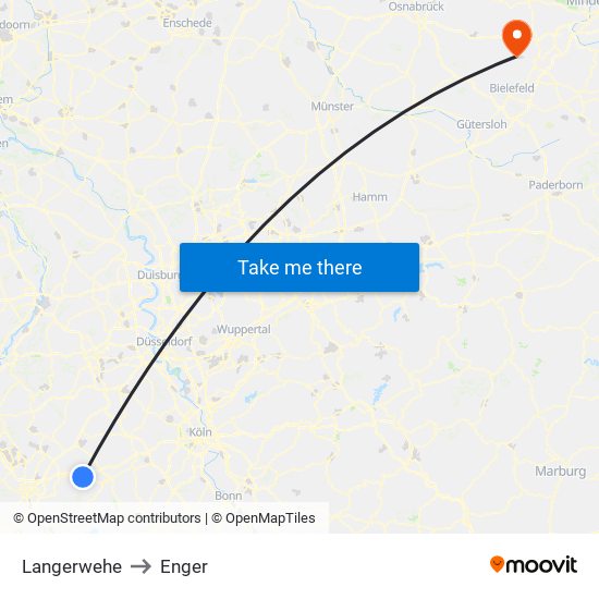 Langerwehe to Enger map