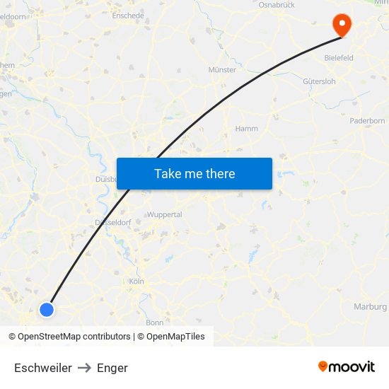Eschweiler to Enger map