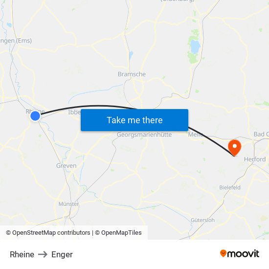 Rheine to Enger map