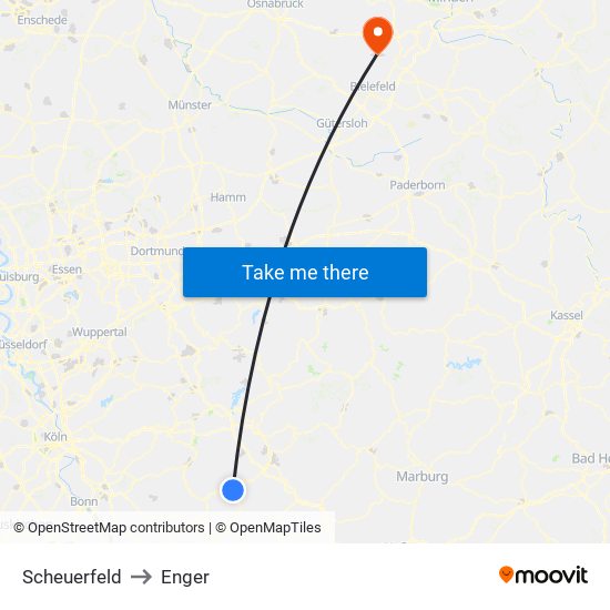 Scheuerfeld to Enger map