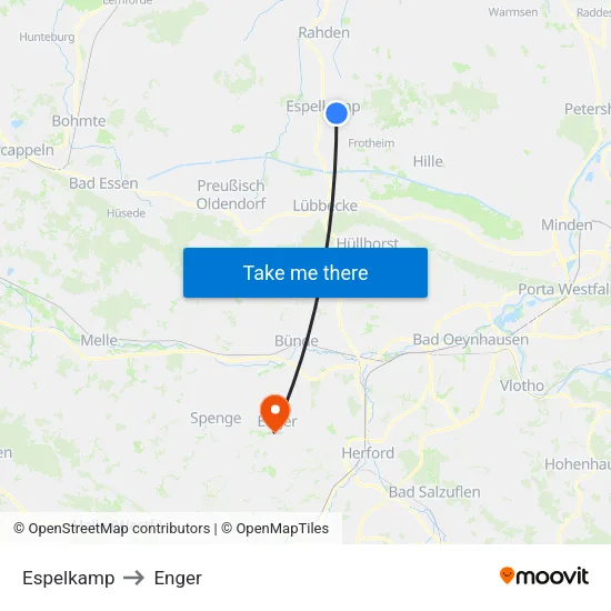 Espelkamp to Enger map