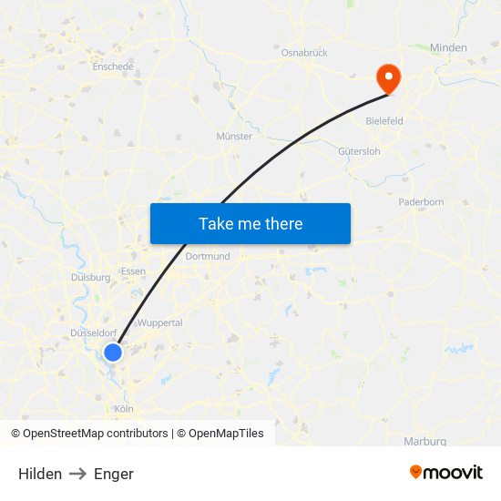 Hilden to Enger map