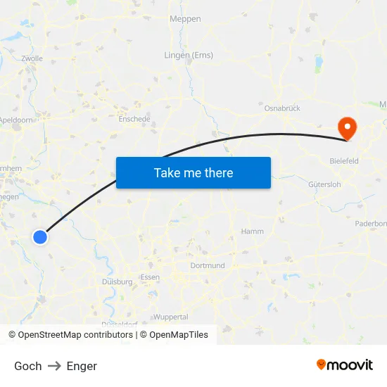 Goch to Enger map