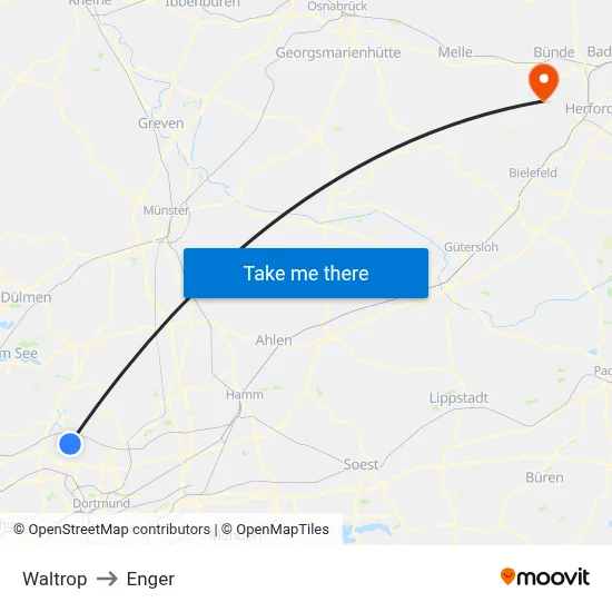 Waltrop to Enger map