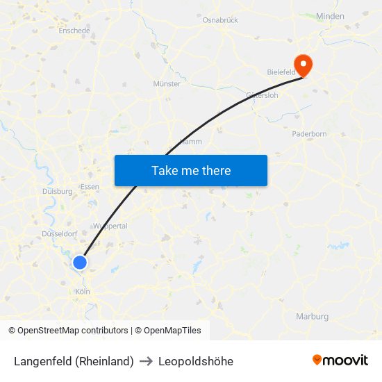 Langenfeld (Rheinland) to Leopoldshöhe map