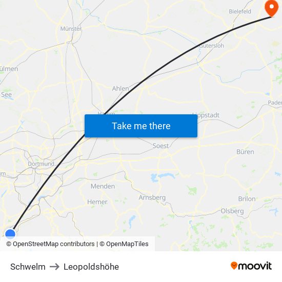 Schwelm to Leopoldshöhe map